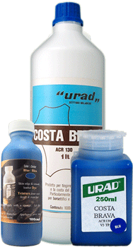 Les 3 formats disponibles de la teinture Cost-Brava
(100 ml, 250 ml et 1000 ml)