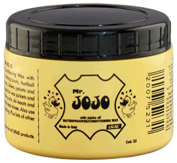 200 ml jar of Mr. Jojo waterproofing and conditioning wax